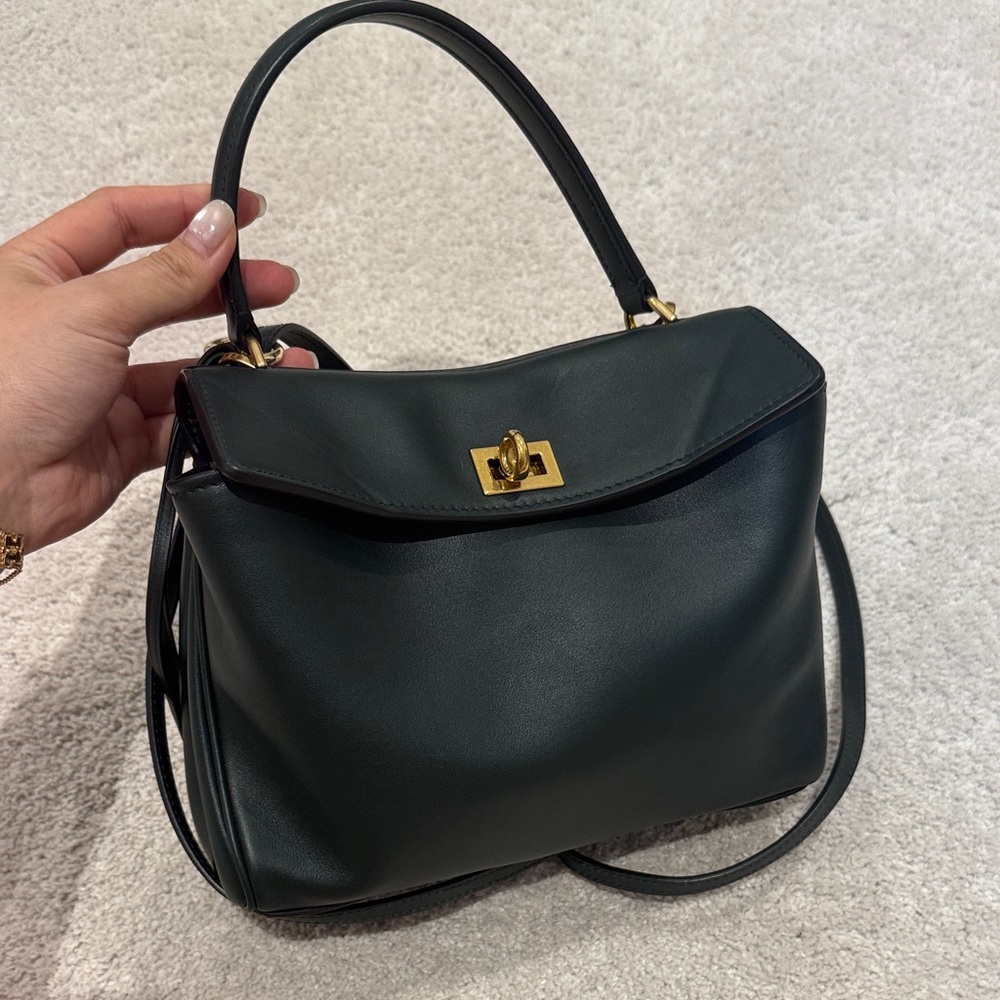 Balenciaga Dark Green Leather Shoulder Bag
